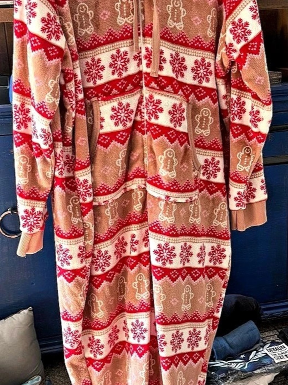 Fair Isle Hooded One-Piece Pink Red Like New